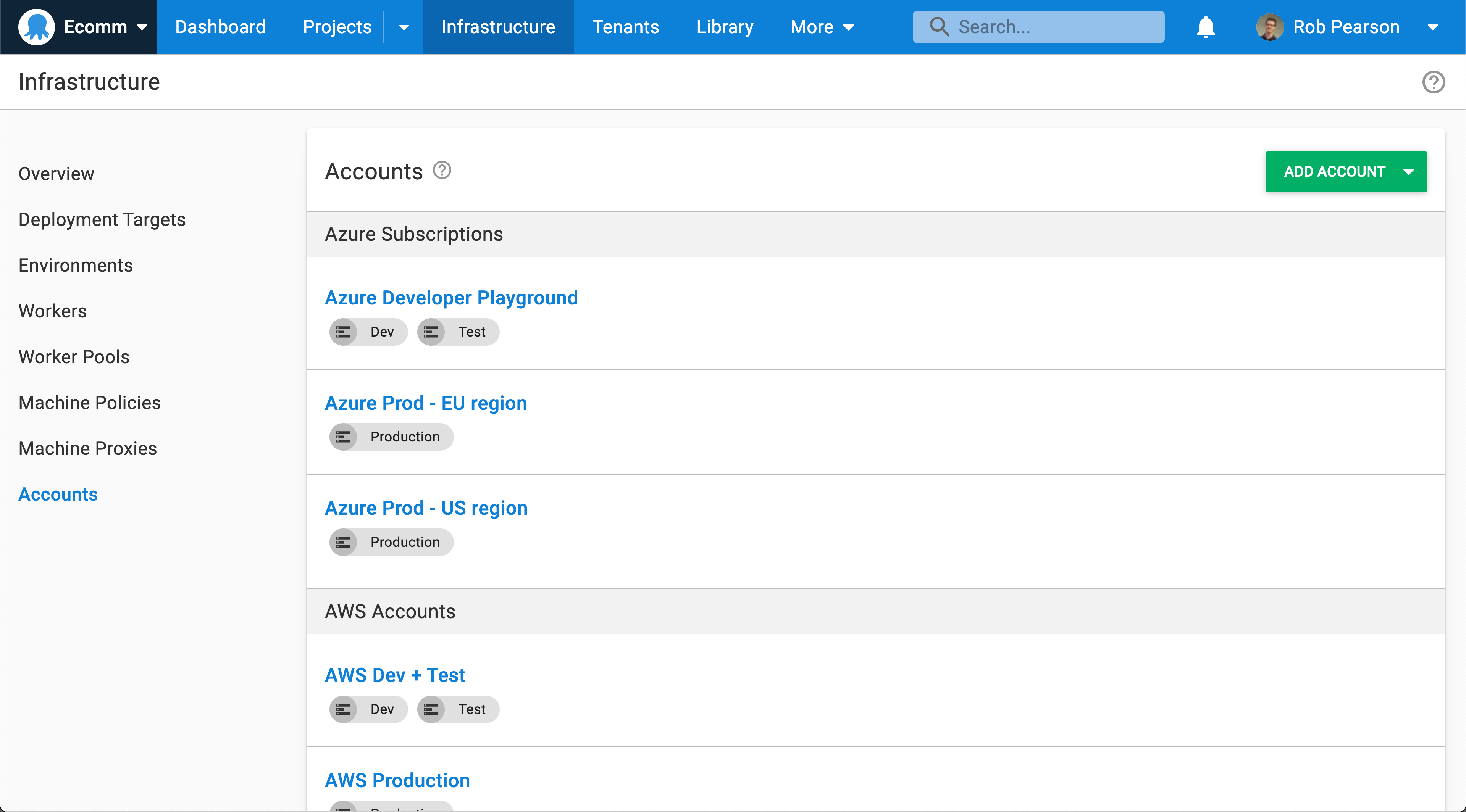 Cloud Provider accounts in Octopus Deploy