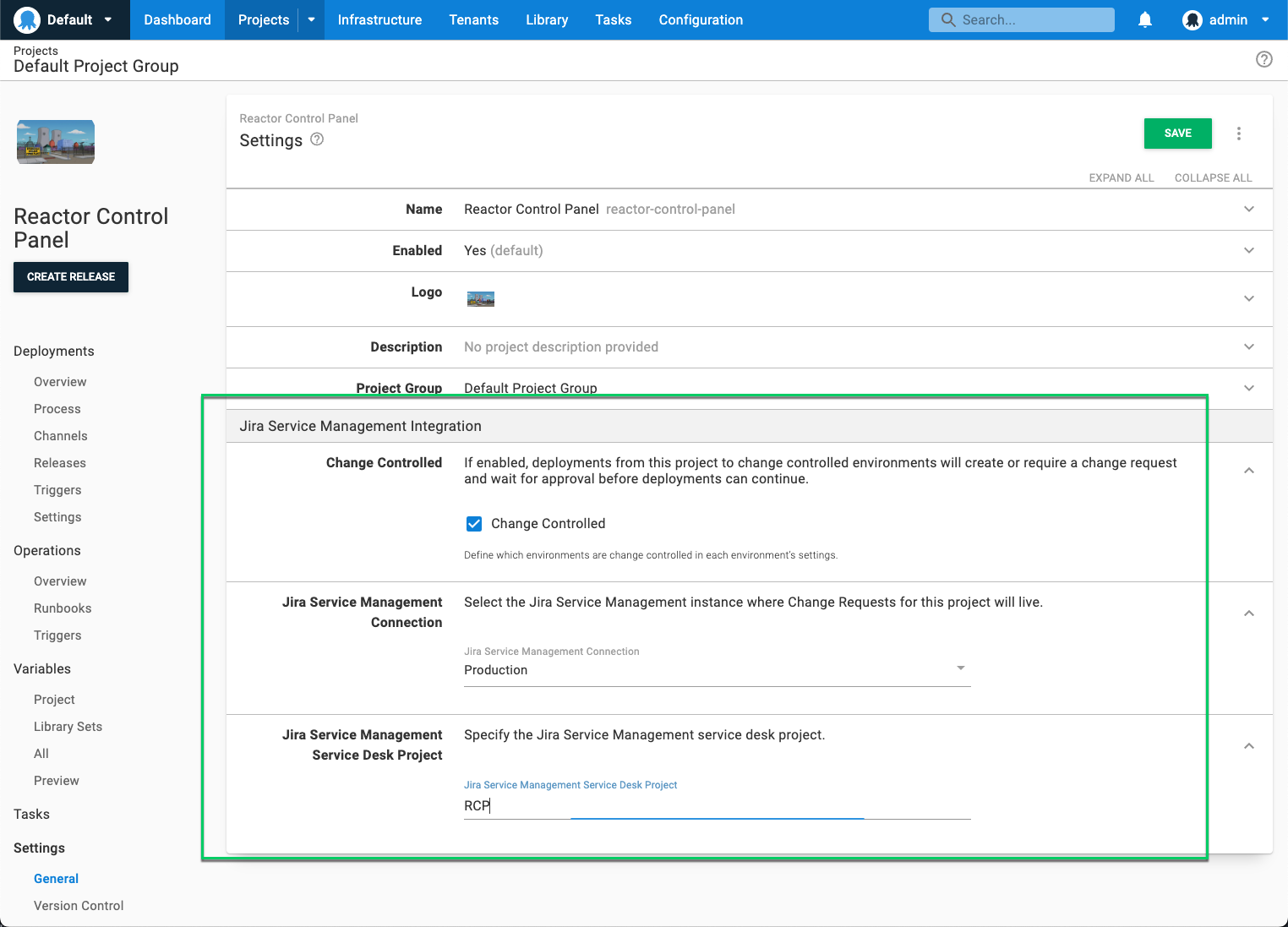 Screenshot of Jira Service Management integration