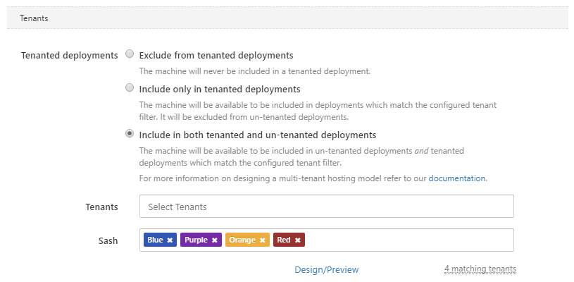 Tenanted deployment configuration