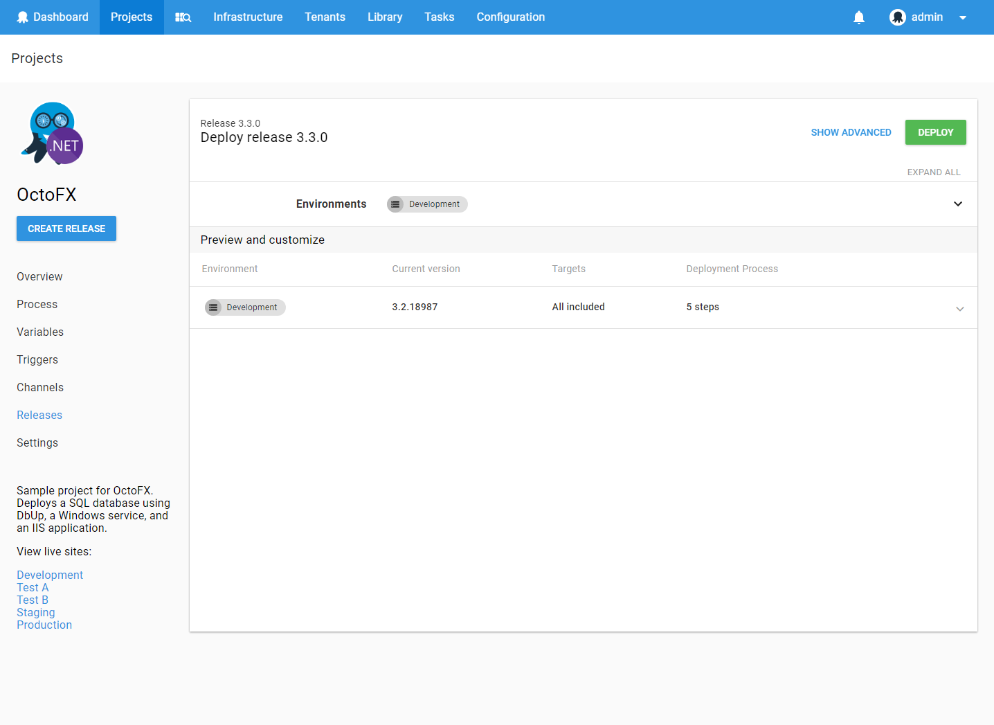 Create Deployment Page - Basic