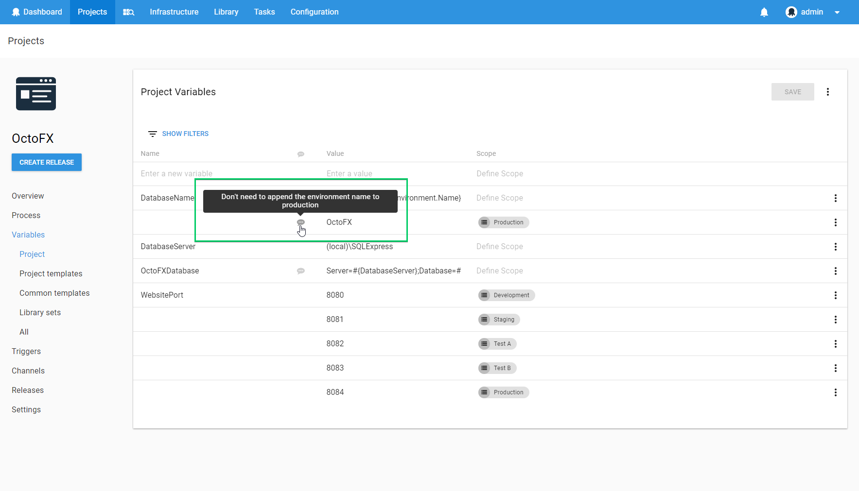 Variable editor description