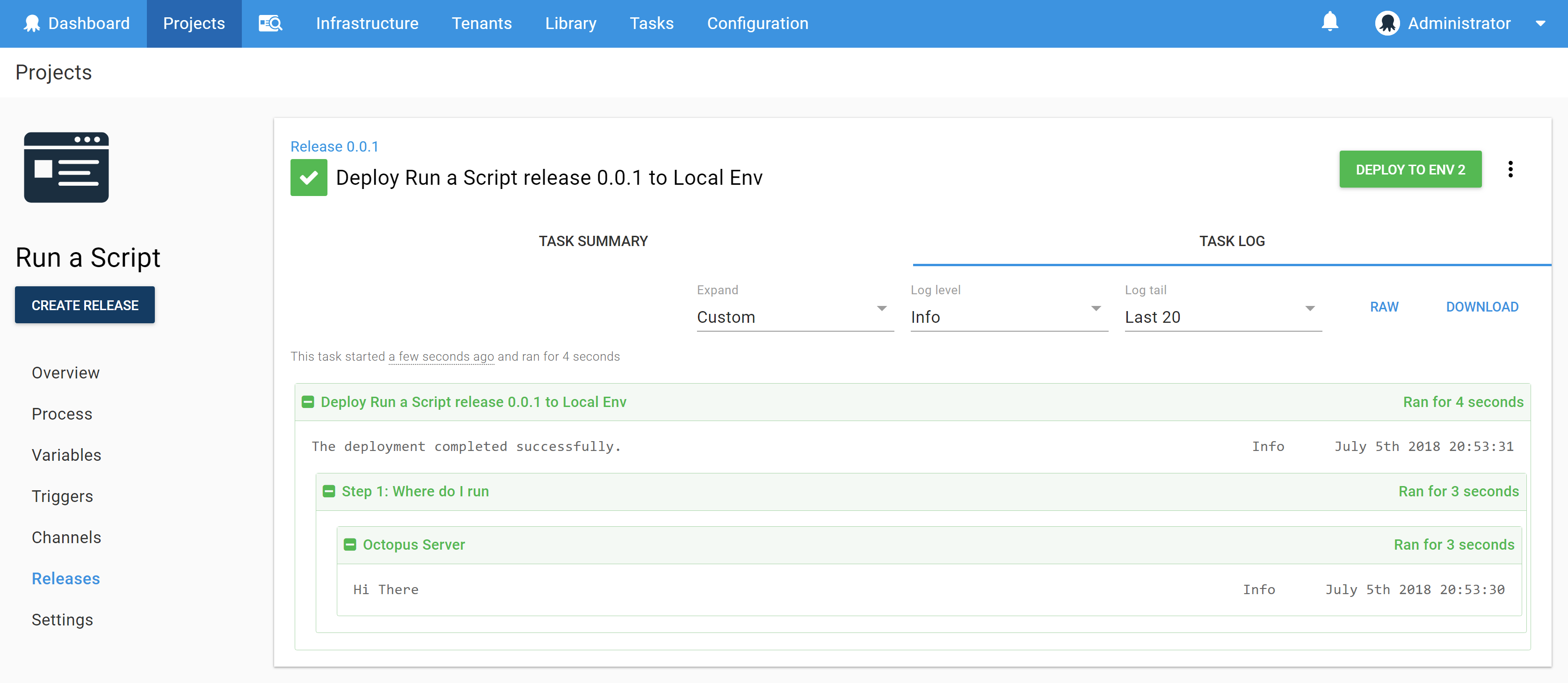 Script ran on Octopus Server