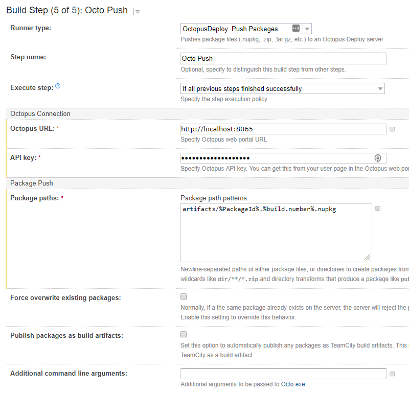 TeamCity Octo push step