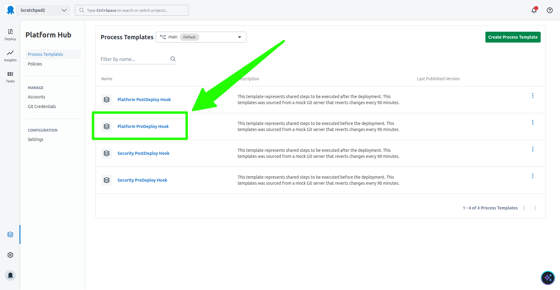 Process Template link