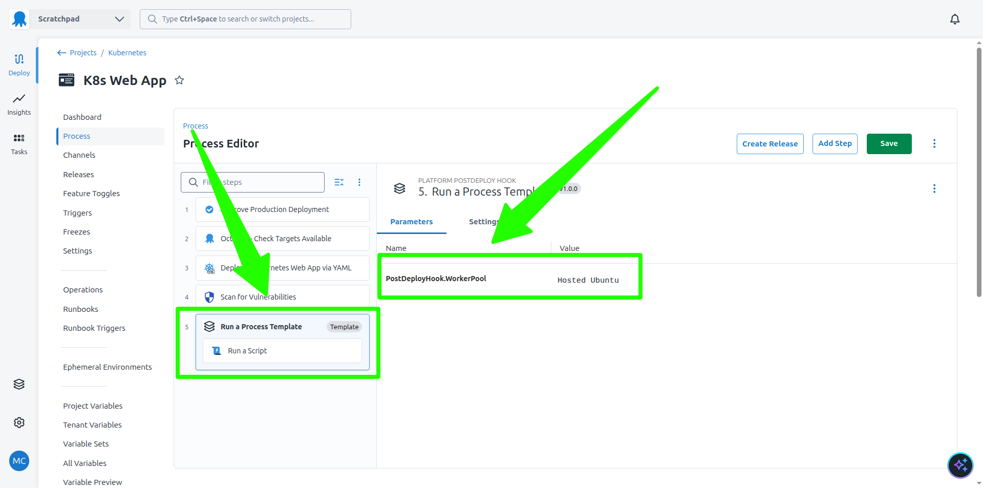 Process template parameter