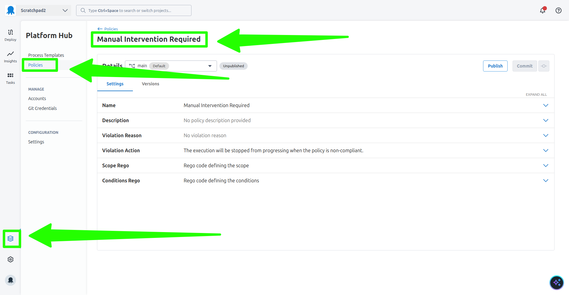 Sample manual intervention policy
