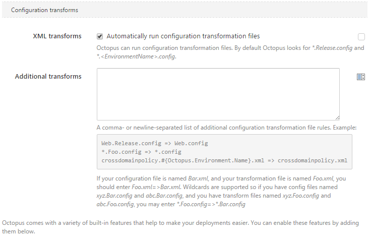 Configuration transformations user interface