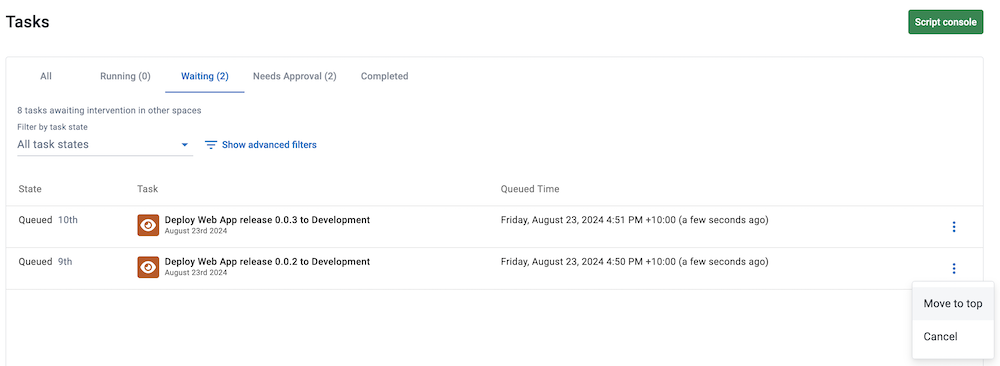 Fast-track your deployment by manually moving to top