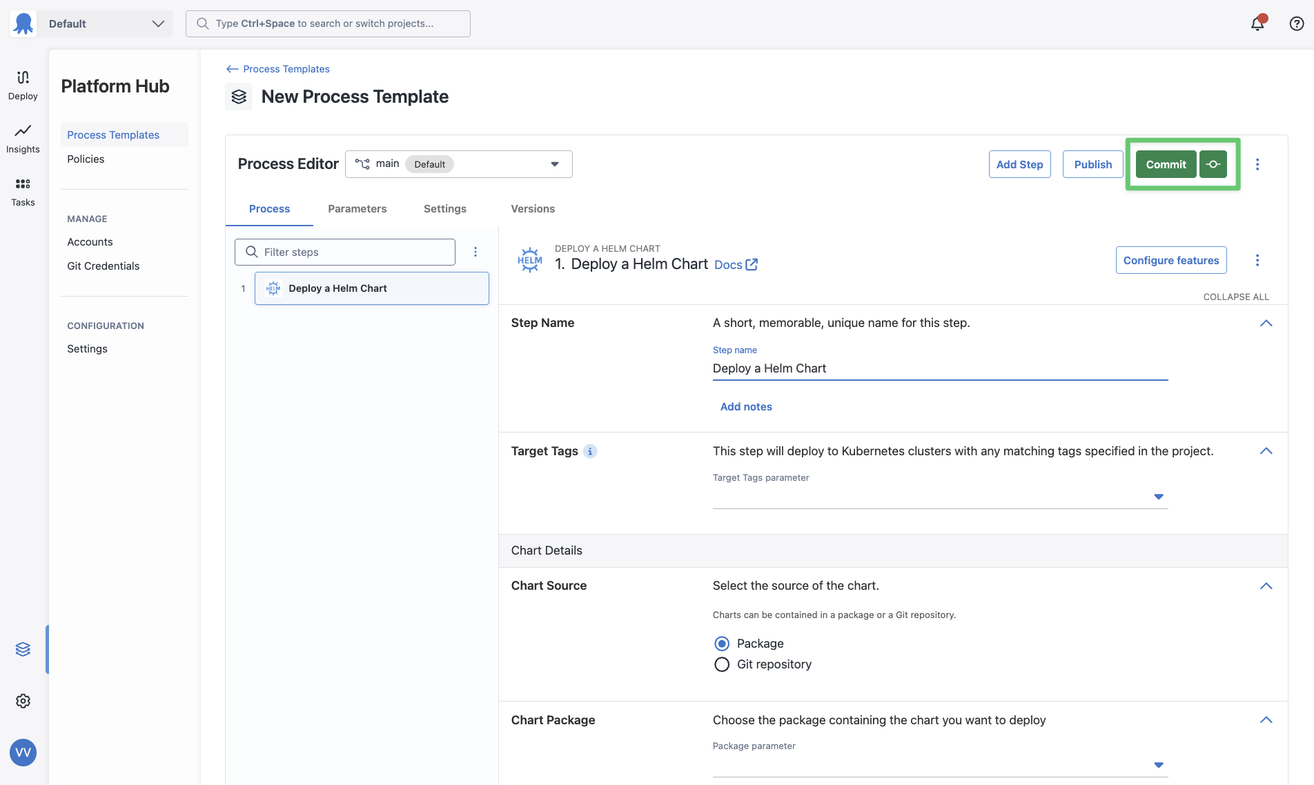 Add step to Process template