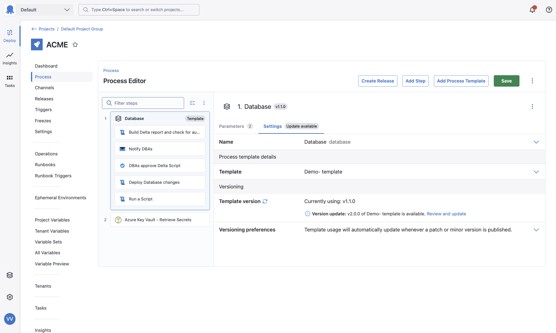 Add step to Process template
