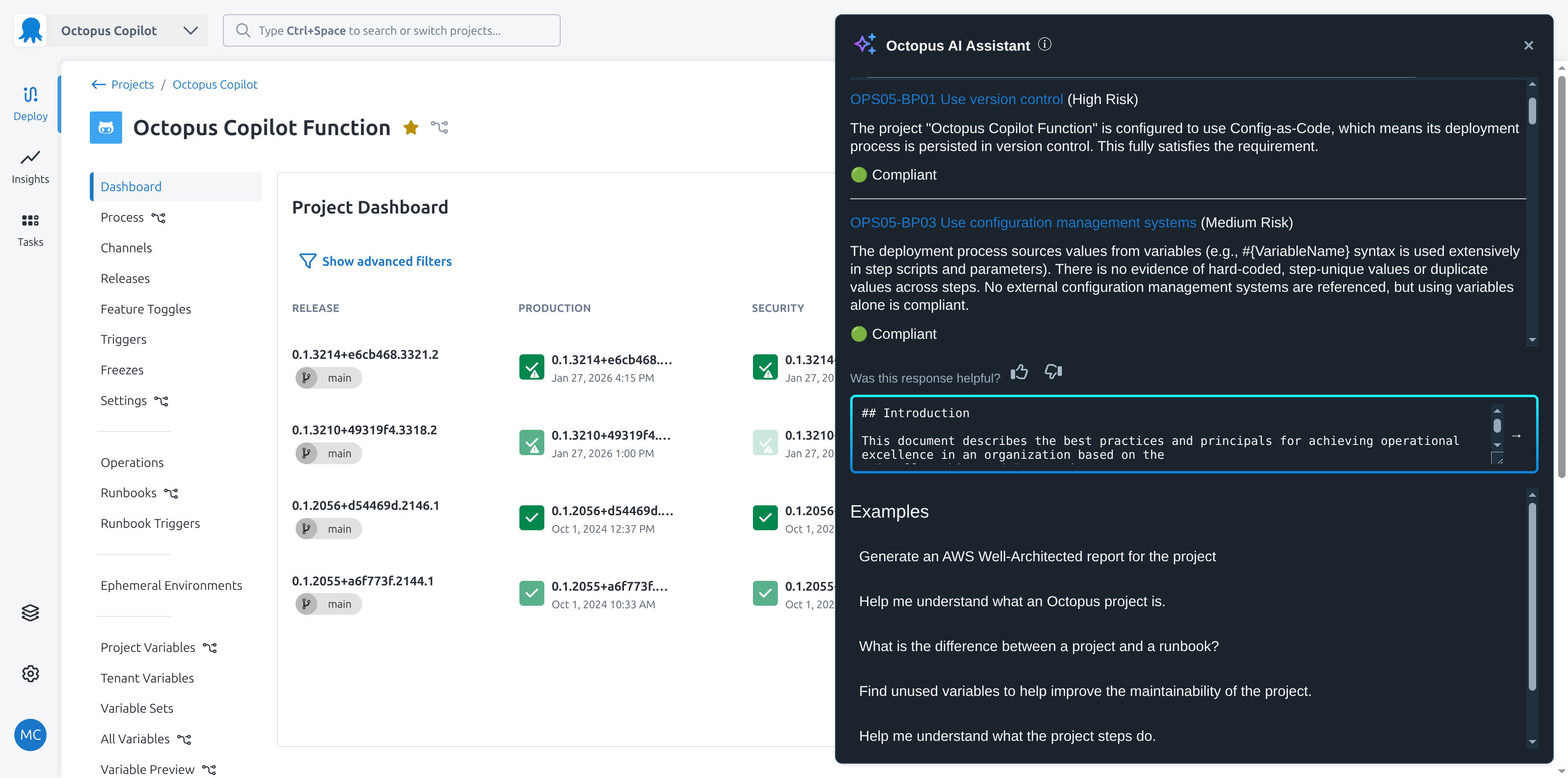 A screenshot of the Octopus AI Assistant