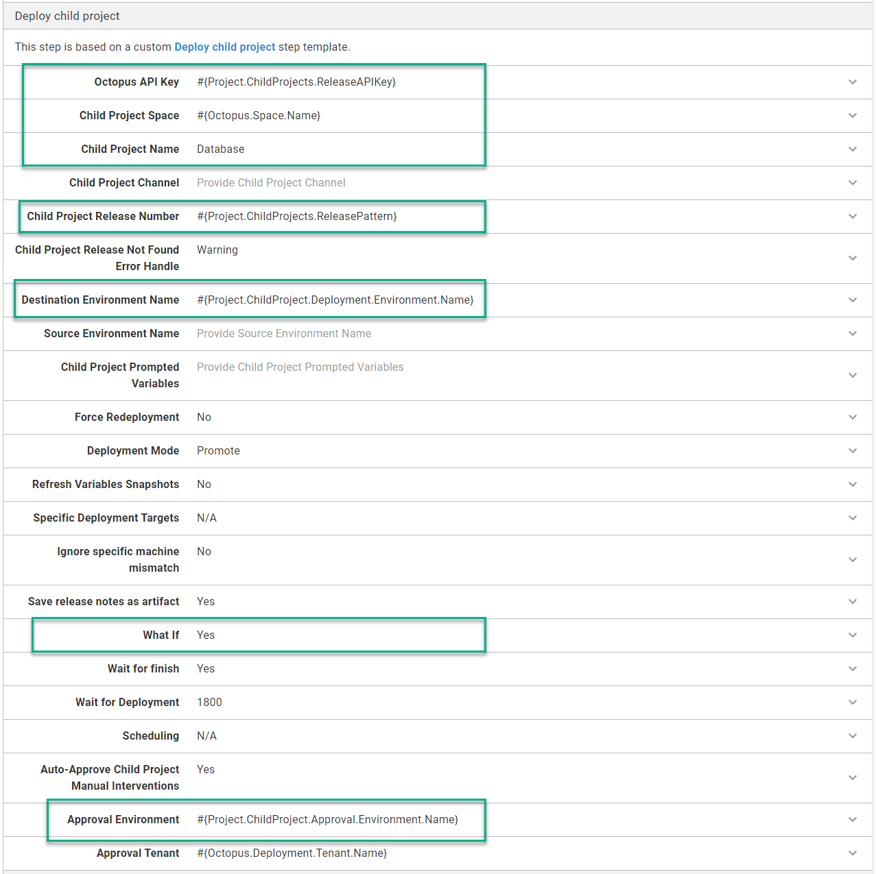 configured deploy child project step