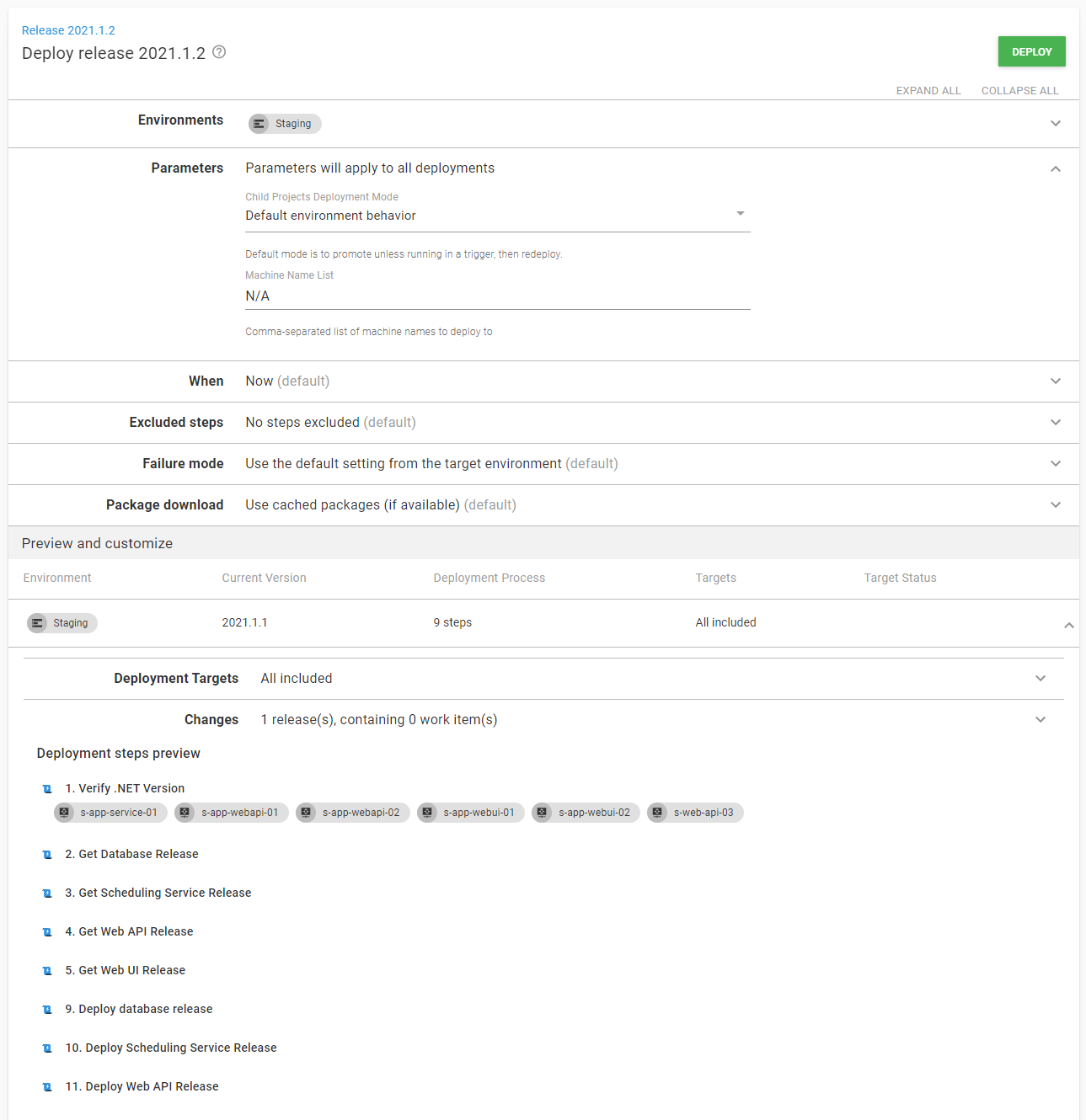deployment targets for the release orchestration project
