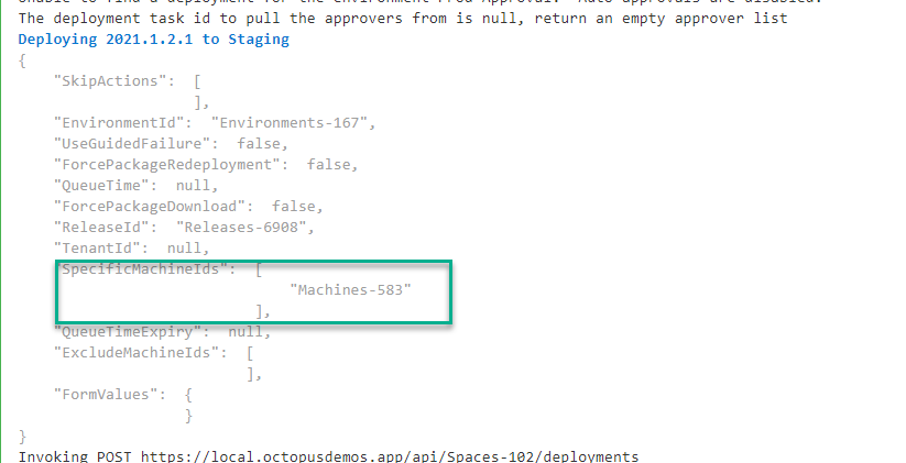 specific machine on deployment