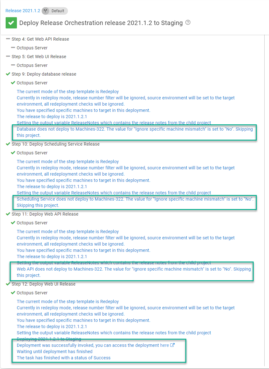 redeploy to a specific machine in action in staging