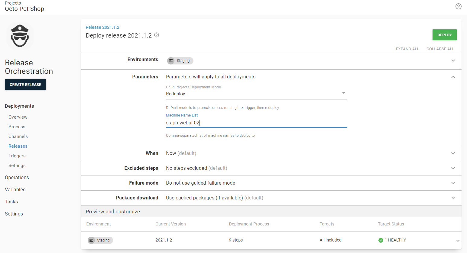redeploy to specific machine