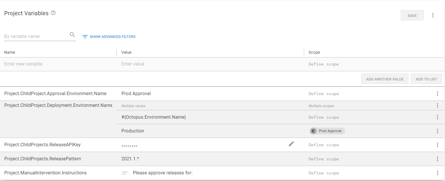 release orchestration project variables