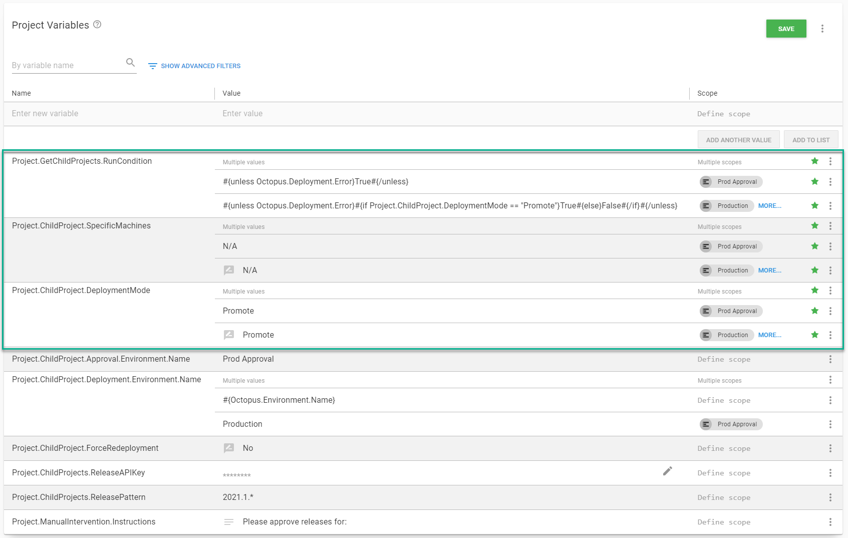 Scenario 1 new variables