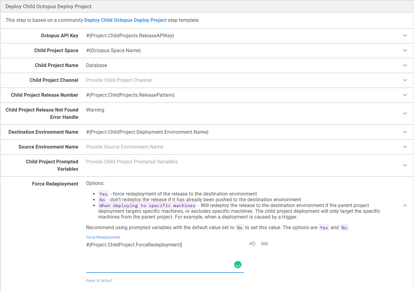 updating the step to force redeployment