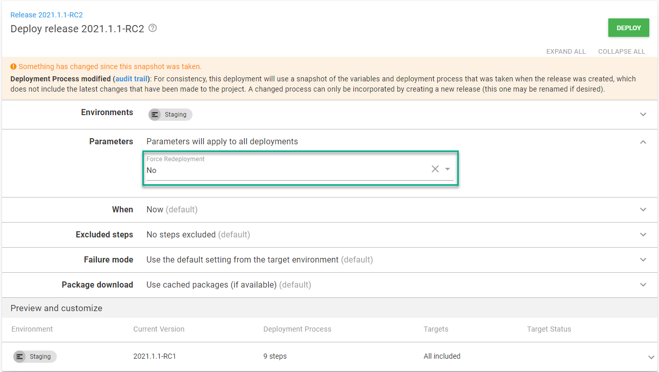 seeing the force redeployment prompted variable