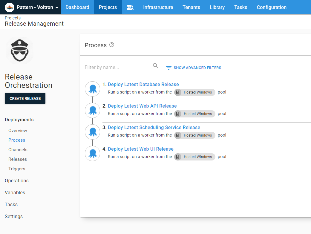 parent project deploy child octopus deploy project steps added