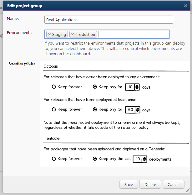 Configuring a retention policy