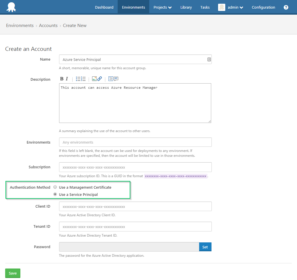Create Azure Service Principal Account