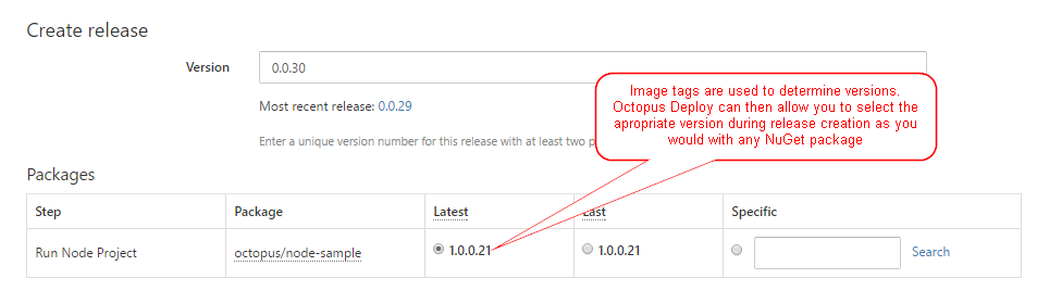 Create release in Octopus Deploy