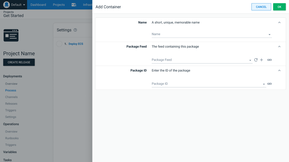 Step mockup showing Docker image selection