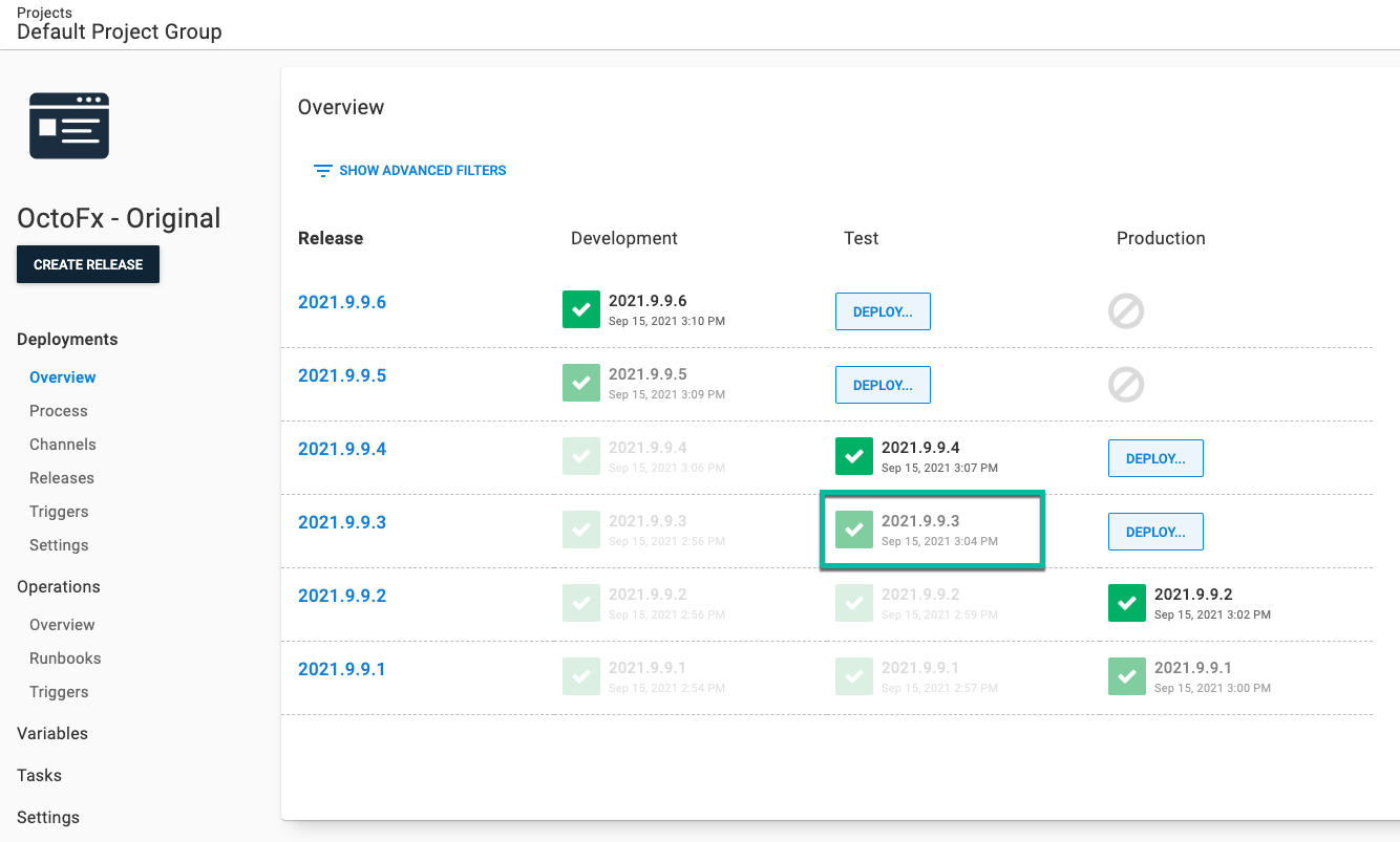 Project Overview select previous release