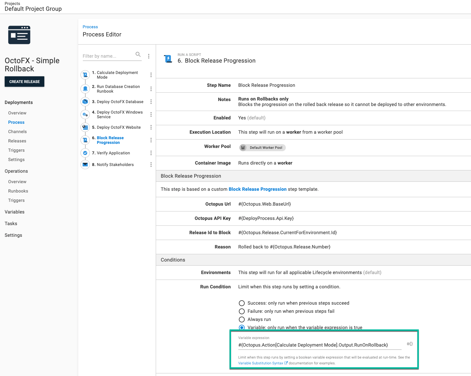 Variable run condition