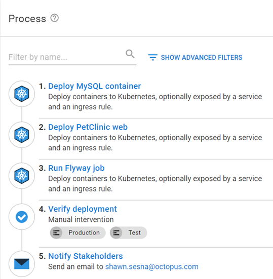 Example Process in Octopus Deploy