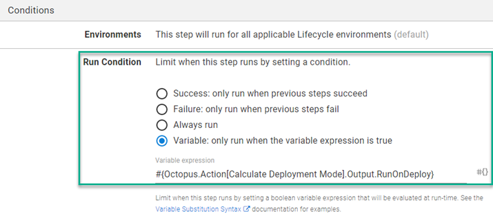 Run Condition on screen with Variable selected