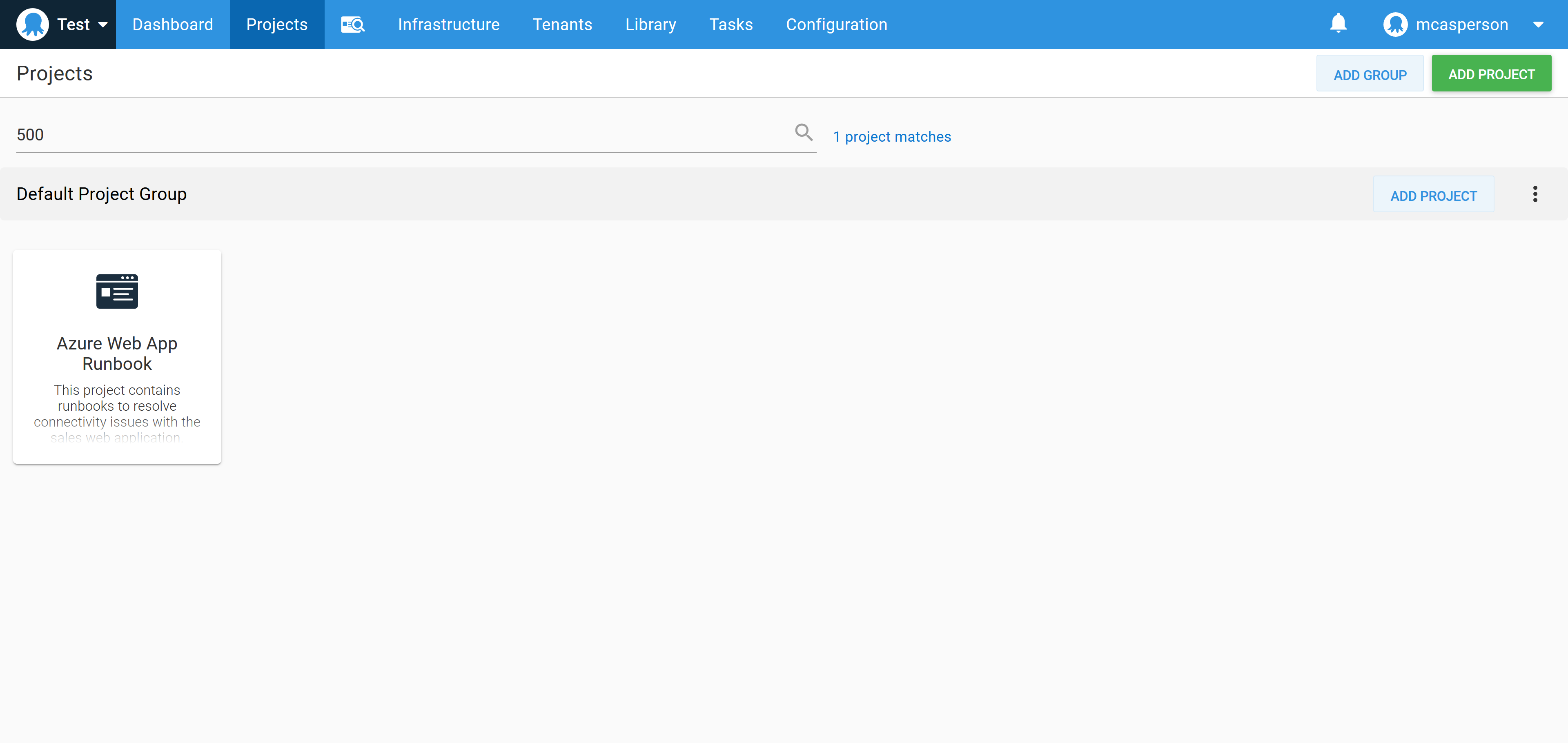 The same project found in Octopus when searching words from its title