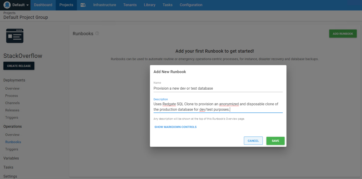 Giving the runbook a description