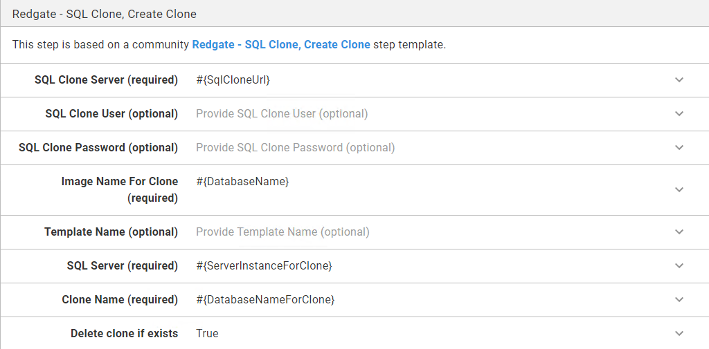 Adding parameters to the step template
