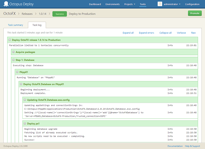 Output from a deployment