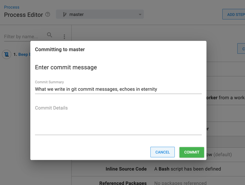 Commit dialog