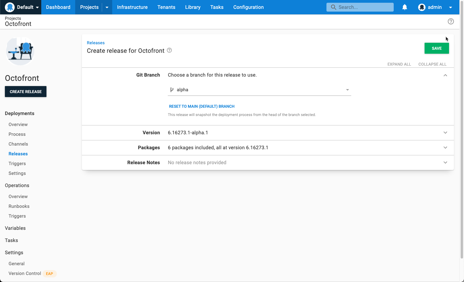Creating release from branch