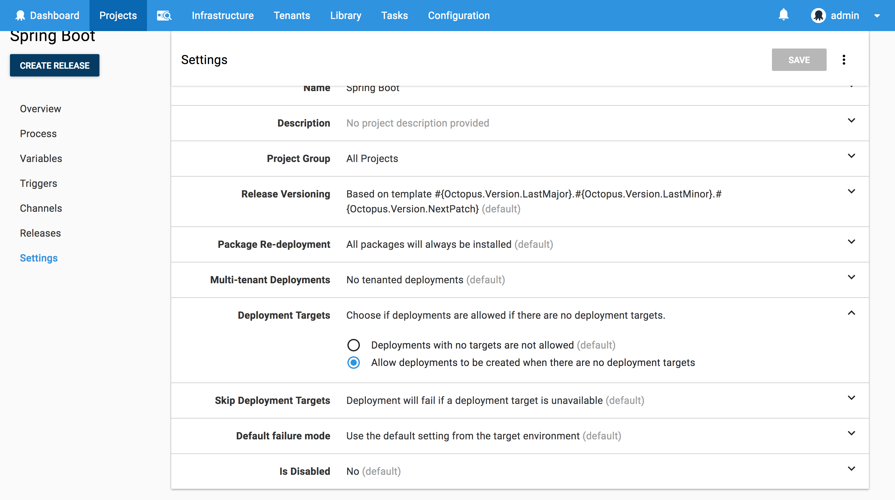 Allow deployments with no targets