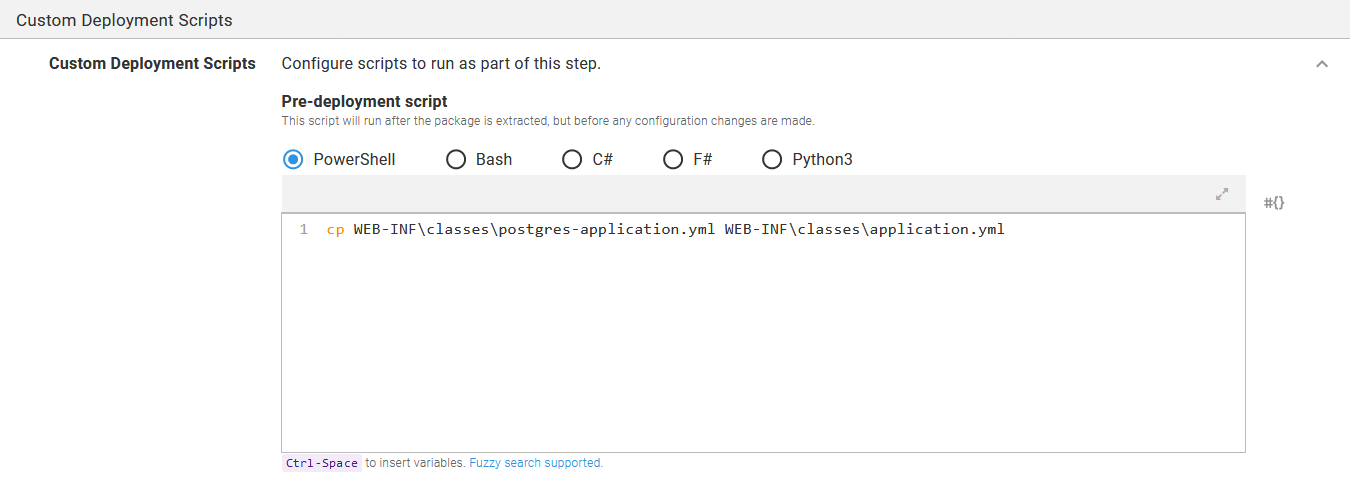 The pre-deployment script
