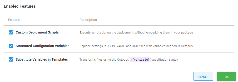 Enabling substitute variables in templates in the Octopus Web Portal