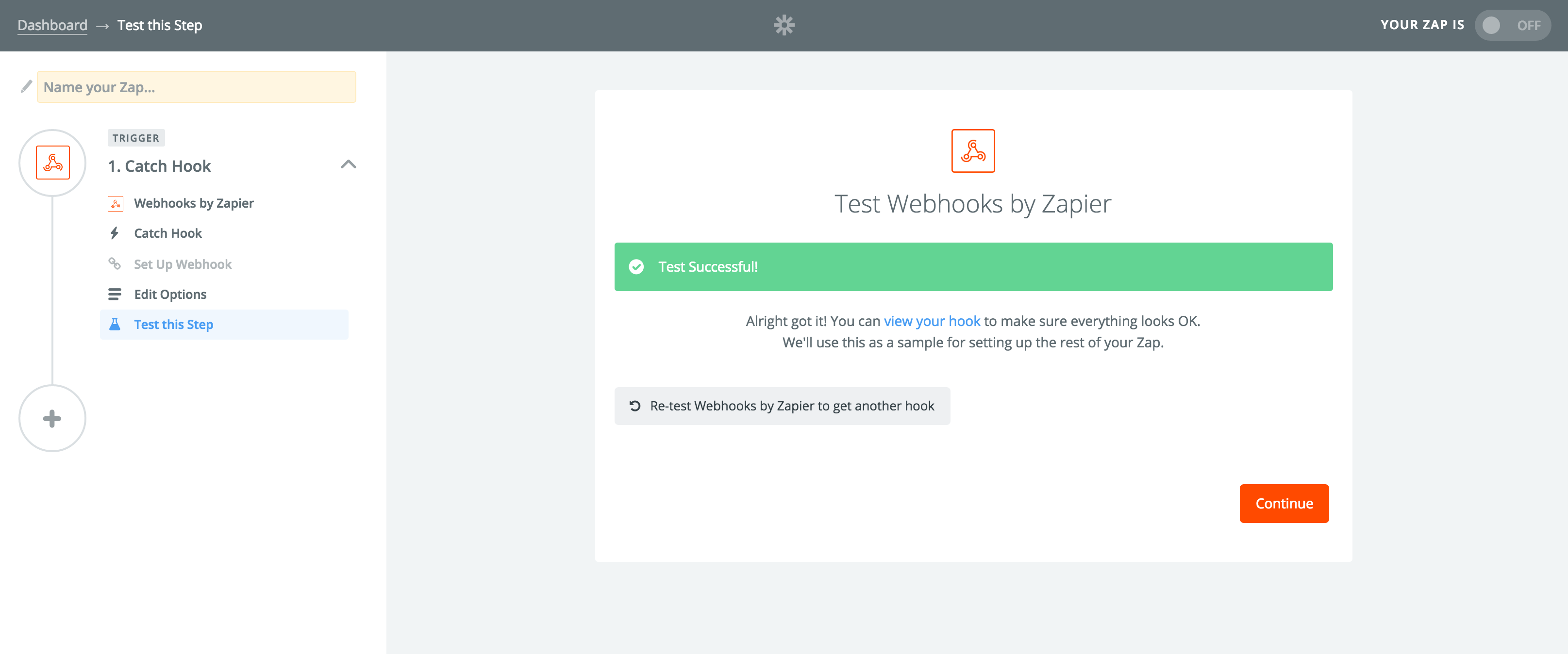 Zapier successful test