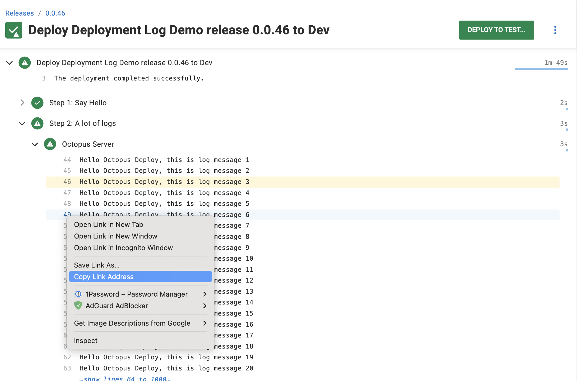 Line numbers with a copy link