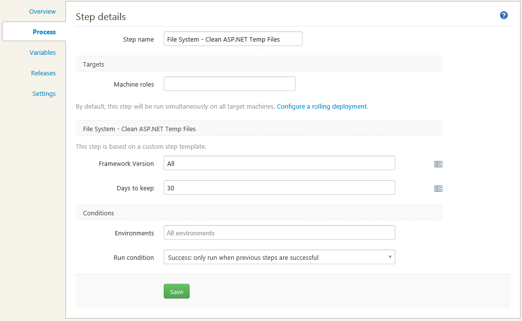 Octopus Deploy Step Details UI