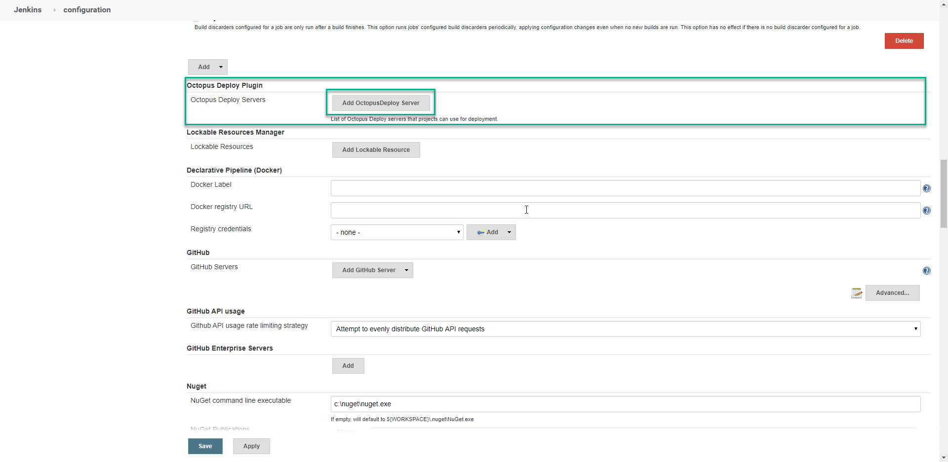 A screenshot of the Jenkins UI