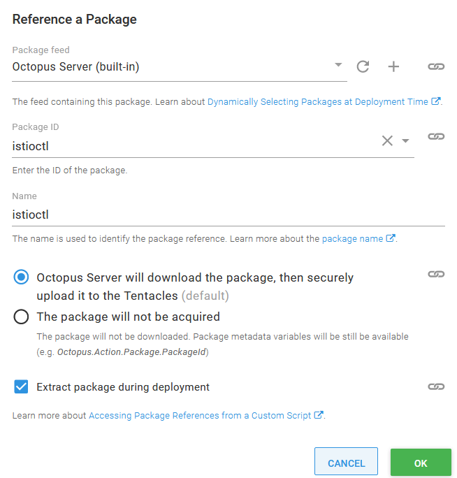 An additional package referencing the Istio CLI tools