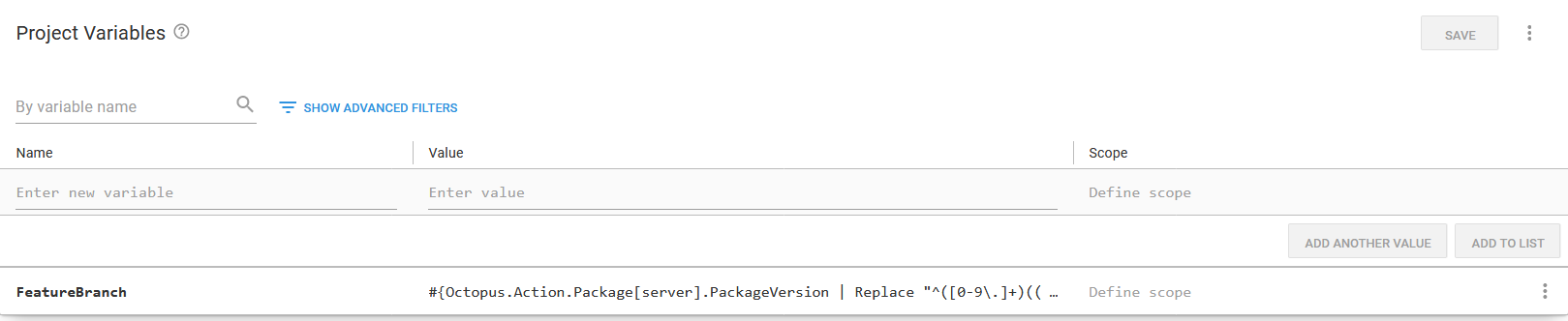 The variable used to extract the SemVer pre-release