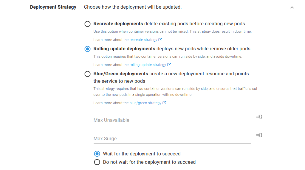 Enabling a rolling update