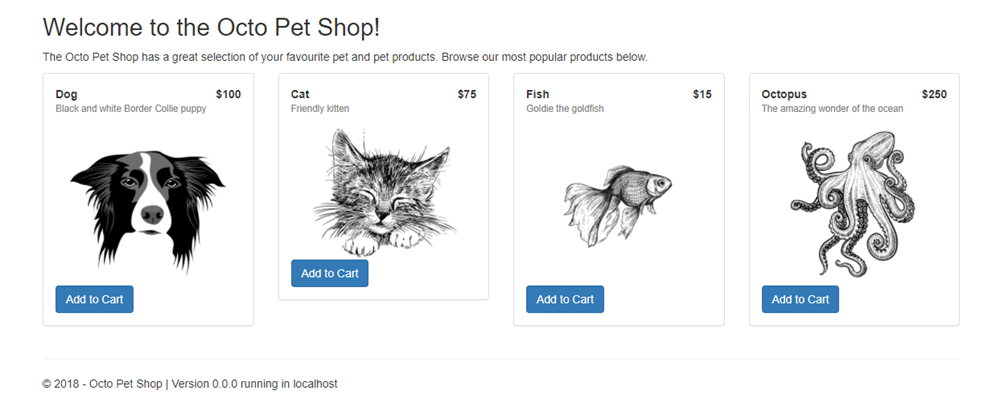 Octo Pet Shop welcome screen